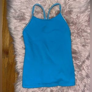 Lululemon Blue Gingham Workout Tank Top with Built in Bra size medium
